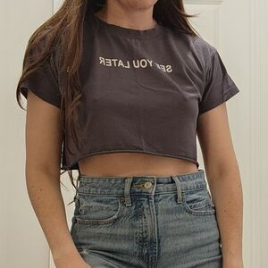 See You Later Cropped Tee - Charcoal